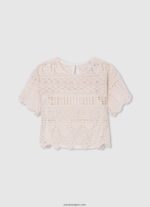 chica blusa crochet noelle Pepe Jeans 44JTZ1473 mousse