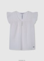 chica blusa crochet noelle Pepe Jeans 44JTZ1473 mousse - Imagen 3