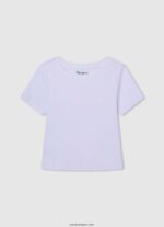 chica camisa de canalé con logo bordado Pepe Jeans 44JTZ1459 blanco