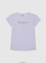 chica camisa de canalé con logo bordado Pepe Jeans 44JTZ1459 blanco - Imagen 3