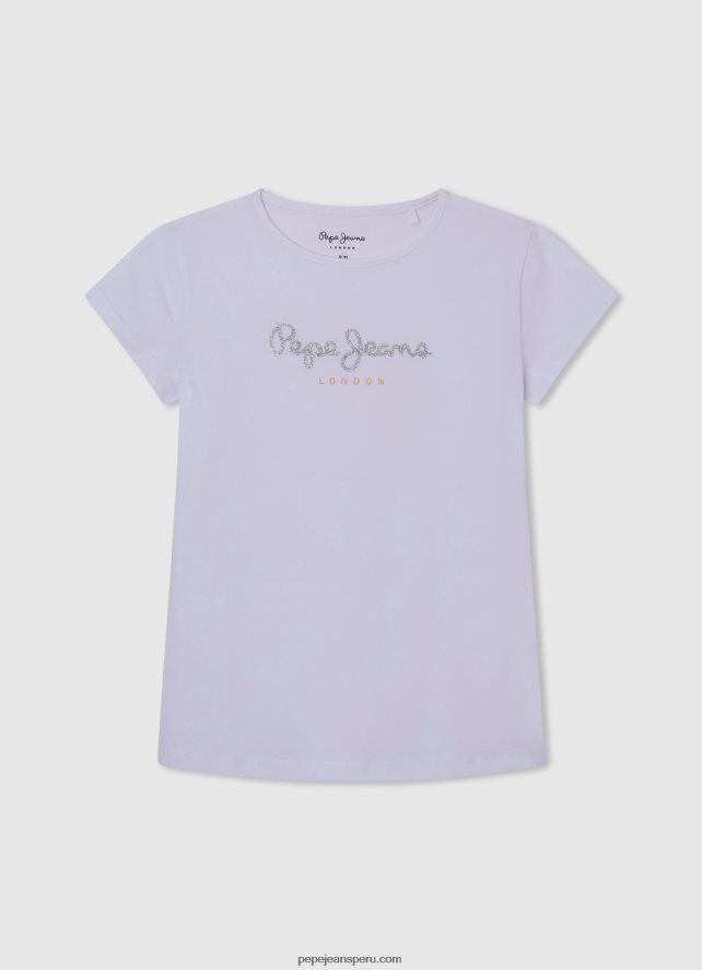 chica camisa de canalé con logo bordado Pepe Jeans 44JTZ1459 blanco - Imagen 3