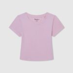 chica camisa de canalé con logo bordado Pepe Jeans 44JTZ1460 Rosa suave