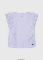 chica camiseta con doble volante Pepe Jeans 44JTZ1482 blanco