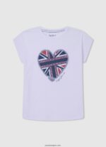 chica camiseta con estampado de corazones Pepe Jeans 44JTZ1426 blanco