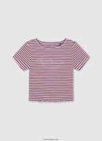 chica camiseta de canalé con estampado de rayas Pepe Jeans 44JTZ1466 océano