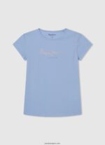 chica camiseta de canalé con estampado de rayas Pepe Jeans 44JTZ1466 océano - Imagen 4