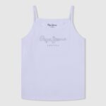 chica camiseta sin mangas con logo estampado Pepe Jeans 44JTZ1427 blanco