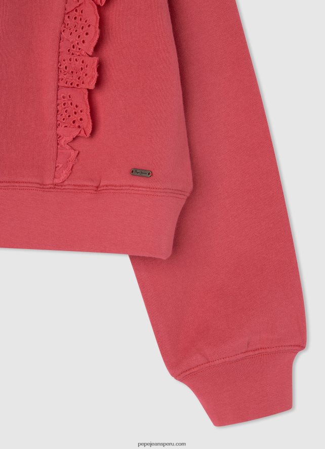 chica jersey de felpa de algodón Pepe Jeans 44JTZ1403 estudio rojo - Imagen 3