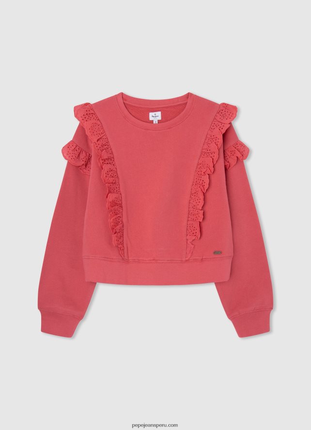 chica jersey de felpa de algodón Pepe Jeans 44JTZ1403 estudio rojo - Imagen 1
