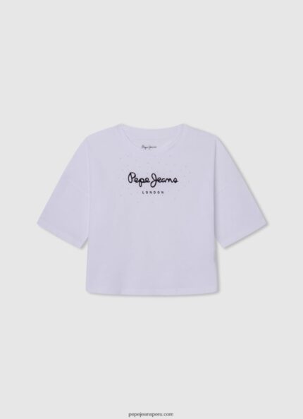 chica playera boxy con logo estampado Pepe Jeans 44JTZ1481 blanco