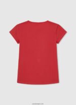 chica playera con logo brillante Pepe Jeans 44JTZ1469 estudio rojo - Imagen 2