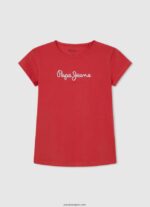 chica playera con logo brillante Pepe Jeans 44JTZ1469 estudio rojo