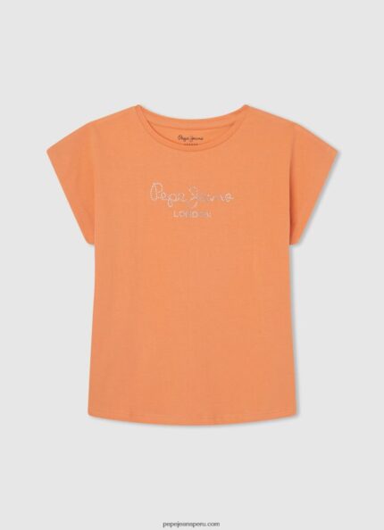 chica playera con logo de strass Pepe Jeans 44JTZ1451 durazno