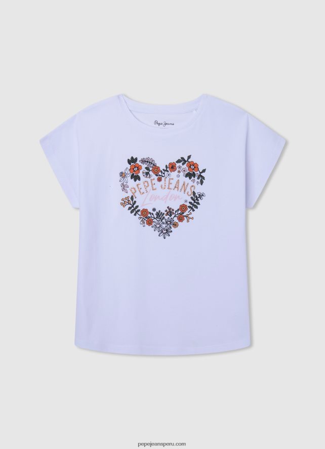 chica_playera_con_logo_estampado_pepe_jeans_44jtz1452_blanco.jpg chica playera con logo estampado Pepe Jeans 44JTZ1452 blanco - Imagen 1