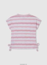 chica playera con rayas desteñidas Pepe Jeans 44JTZ1462 Rosa suave - Imagen 2
