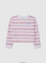 chica suéter con rayas desteñidas Pepe Jeans 44JTZ1409 Rosa suave