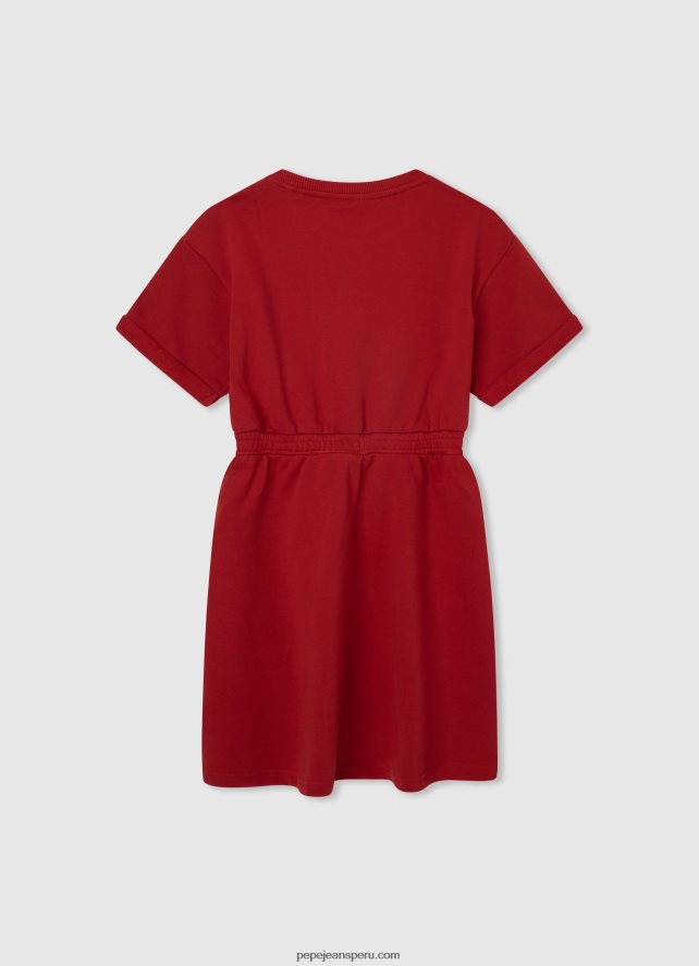 chica vestido corto con cuello redondo Pepe Jeans 44JTZ1390 estudio rojo - Imagen 2