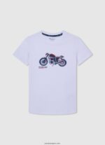 chico camiseta con estampado de motos Pepe Jeans 44JTZ1644 blanco
