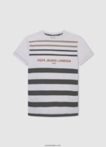 chico playera con estampado de rayas Pepe Jeans 44JTZ1645 blanquecino