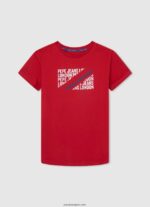 chico playera con logo estampado Pepe Jeans 44JTZ1647 estudio rojo