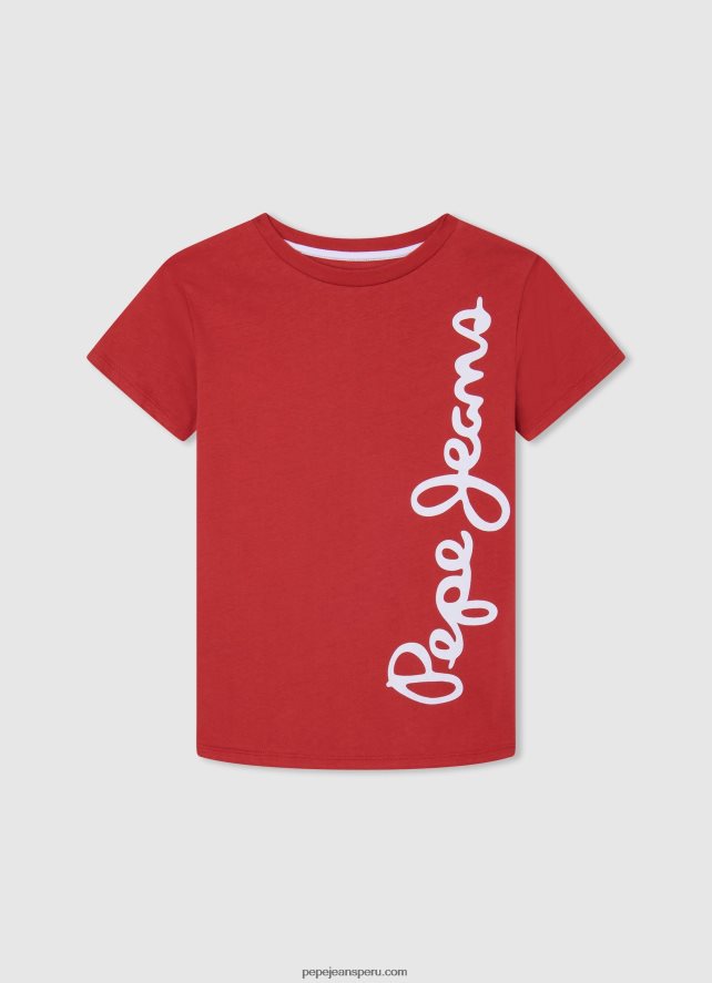 chico_playera_con_logo_vertical_pepe_jeans_44jtz1608_estudio_rojo.jpg chico playera con logo vertical Pepe Jeans 44JTZ1608 estudio rojo - Imagen 1