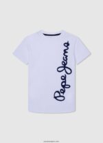 chico playera con logo vertical Pepe Jeans 44JTZ1618 blanco