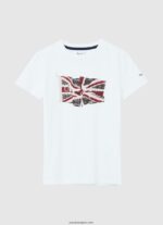 chico playera con logo y bandera Pepe Jeans 44JTZ1609 blanco