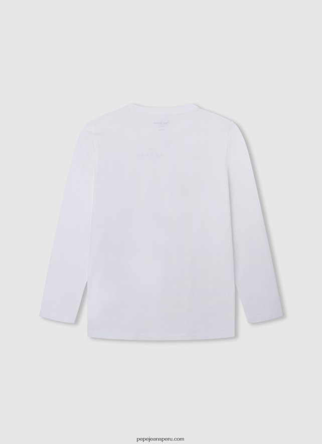 chico playera de manga larga con logo en el frente Pepe Jeans 44JTZ1619 blanco - Imagen 2