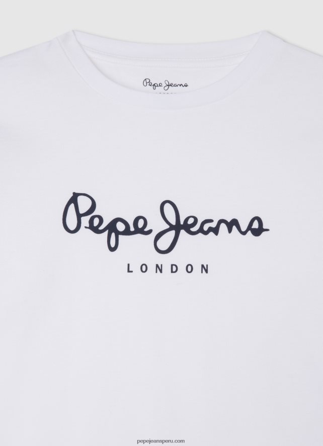 chico playera de manga larga con logo en el frente Pepe Jeans 44JTZ1619 blanco - Imagen 3