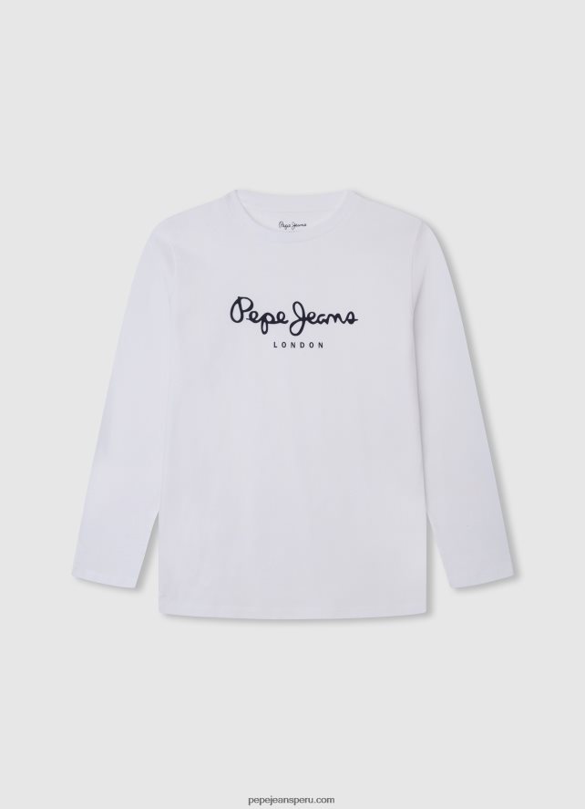 chico playera de manga larga con logo en el frente Pepe Jeans 44JTZ1619 blanco - Imagen 1