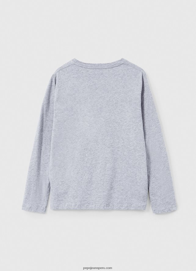 chico playera de manga larga con logo en el frente Pepe Jeans 44JTZ1631 gris marga - Imagen 2