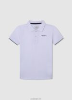 chico polo de piqué con logo bordado Pepe Jeans 44JTZ1661 blanco