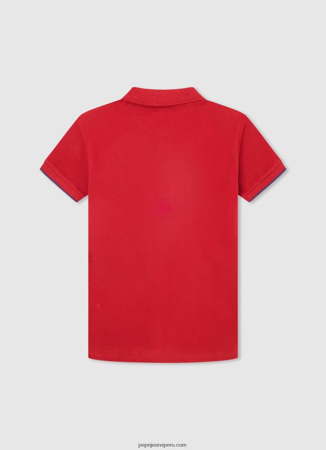 chico polo de piqué con logo bordado Pepe Jeans 44JTZ1672 rojo - Imagen 2