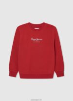 chico suéter con logo estampado Pepe Jeans 44JTZ1595 estudio rojo