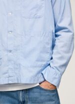 hombres camisa de corte recto lambert fil a fil Pepe Jeans 44JTZ1030 blanqueador azul - Imagen 5