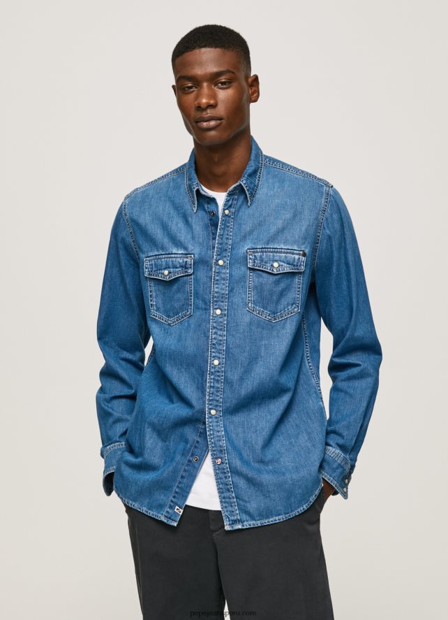 hombres_camisa_de_mezclilla_ajustada_pepe_jeans_44jtz1023_mezclilla.jpg hombres camisa de mezclilla ajustada Pepe Jeans 44JTZ1023 mezclilla - Imagen 1