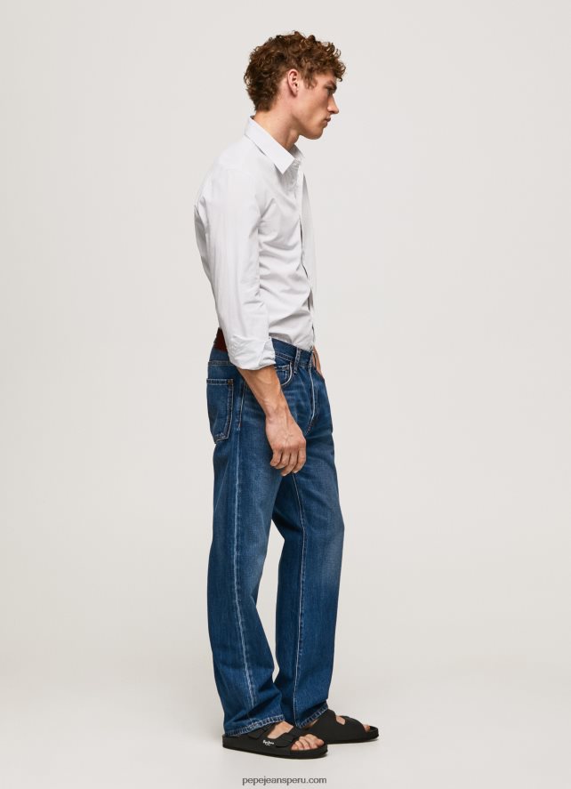 hombres camisa de popelina de corte slim Lawrence Pepe Jeans 44JTZ1050 blanqueador azul - Imagen 2