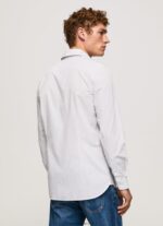 hombres camisa de popelina de corte slim Lawrence Pepe Jeans 44JTZ1050 blanqueador azul - Imagen 4
