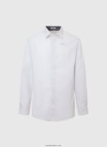 hombres camisa de popelina de corte slim Lawrence Pepe Jeans 44JTZ1050 blanqueador azul - Imagen 5