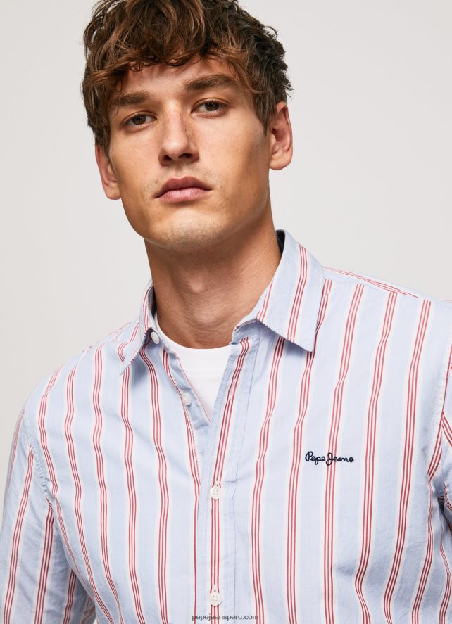 hombres camisa lister fil-a-fil slim fit Pepe Jeans 44JTZ1065 estudio rojo - Imagen 3