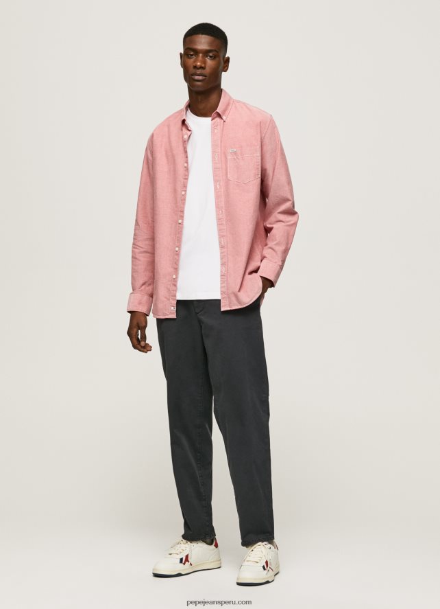 hombres camisa oxford de corte estándar Pepe Jeans 44JTZ1048 rosa nublado - Imagen 2