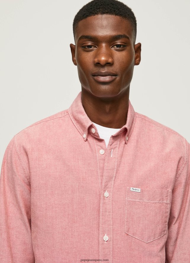 hombres camisa oxford de corte estándar Pepe Jeans 44JTZ1048 rosa nublado - Imagen 3