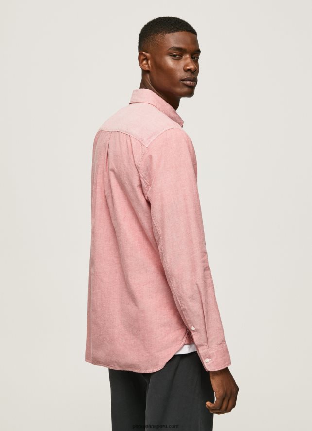hombres camisa oxford de corte estándar Pepe Jeans 44JTZ1048 rosa nublado - Imagen 4