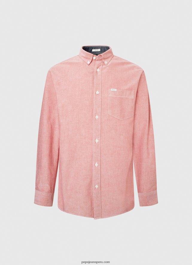 hombres camisa oxford de corte estándar Pepe Jeans 44JTZ1048 rosa nublado - Imagen 5