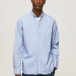 hombres camisa oxford de corte regular fabio Pepe Jeans 44JTZ1027 blanqueador azul