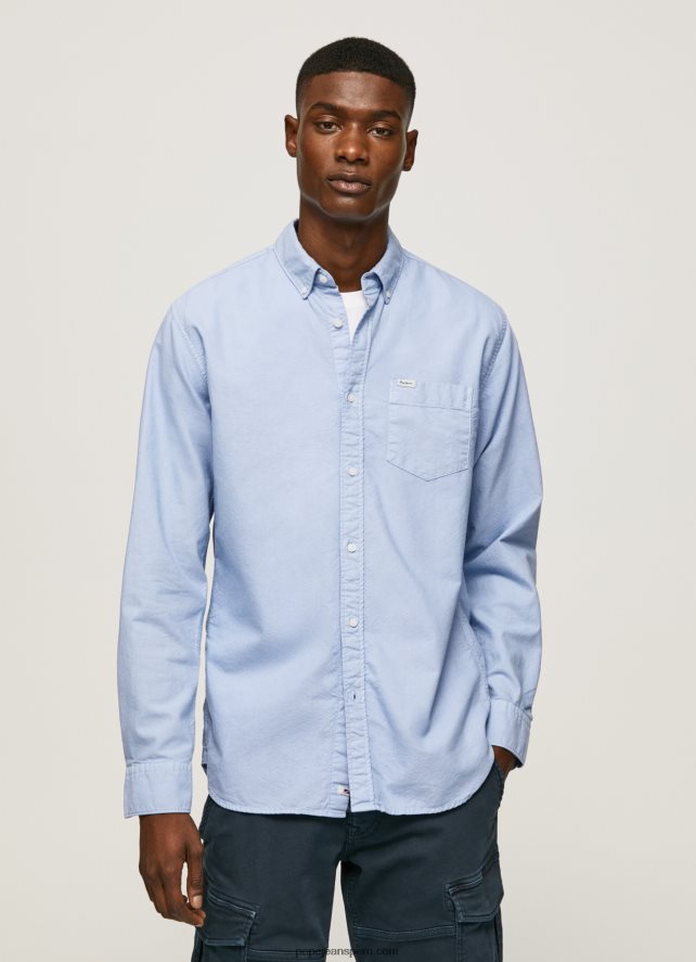 hombres_camisa_oxford_de_corte_regular_fabio_pepe_jeans_44jtz1027_blanqueador_azul.jpg hombres camisa oxford de corte regular fabio Pepe Jeans 44JTZ1027 blanqueador azul - Imagen 1