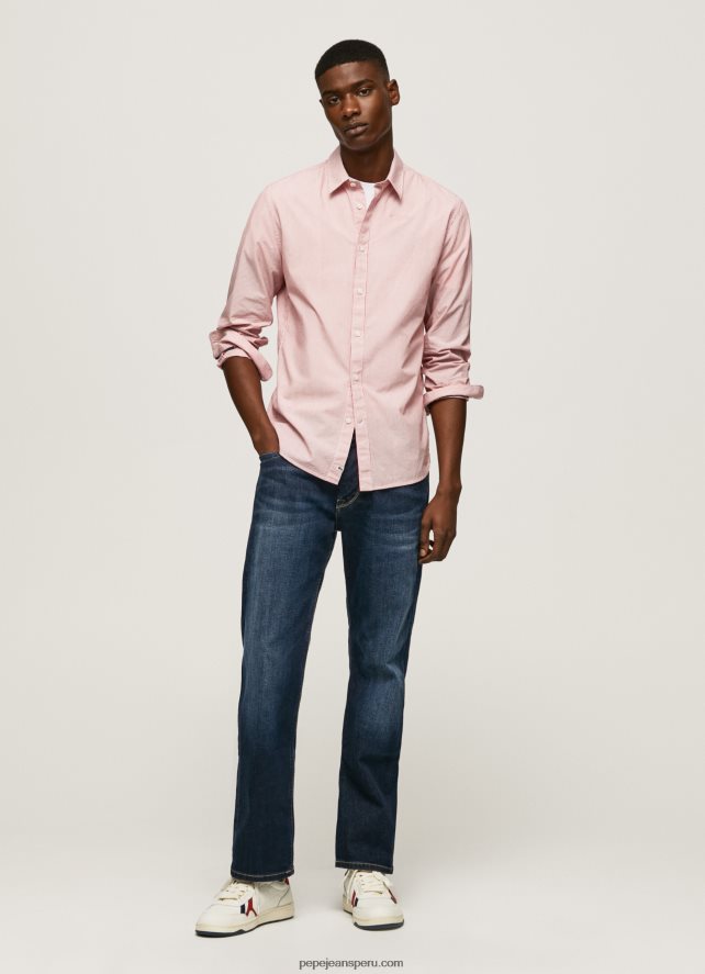 hombres camisa percy de popelina con rayas de bengala Pepe Jeans 44JTZ1074 estudio rojo - Imagen 2