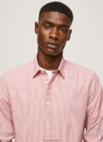 hombres camisa percy de popelina con rayas de bengala Pepe Jeans 44JTZ1074 estudio rojo - Imagen 3