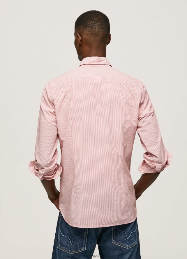 hombres camisa percy de popelina con rayas de bengala Pepe Jeans 44JTZ1074 estudio rojo - Imagen 4
