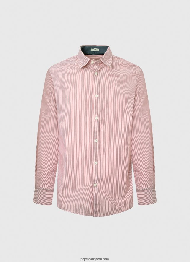 hombres camisa percy de popelina con rayas de bengala Pepe Jeans 44JTZ1074 estudio rojo - Imagen 5